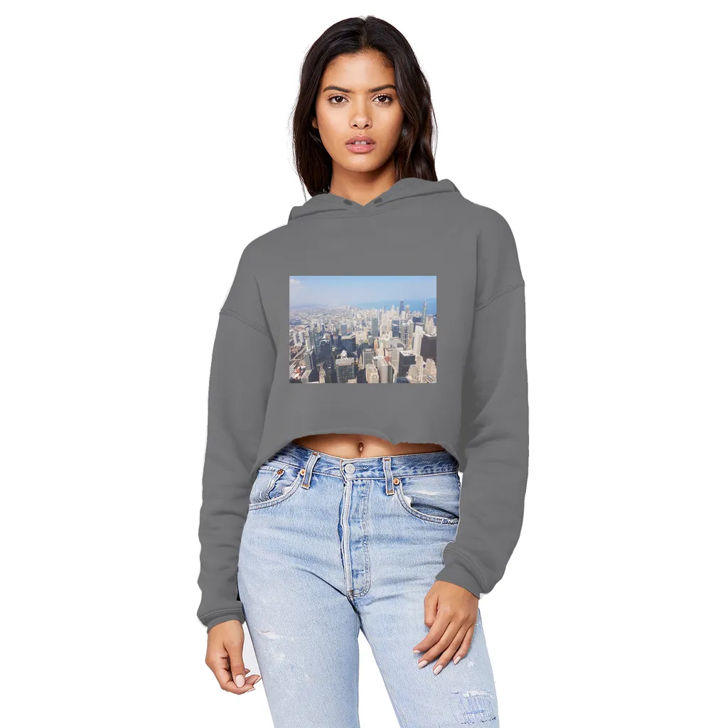 Chicago Skyline Unisex Cropped Raw Edge Boyfriend Hoodie