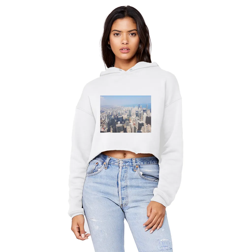 Chicago Skyline Unisex Cropped Raw Edge Boyfriend Hoodie