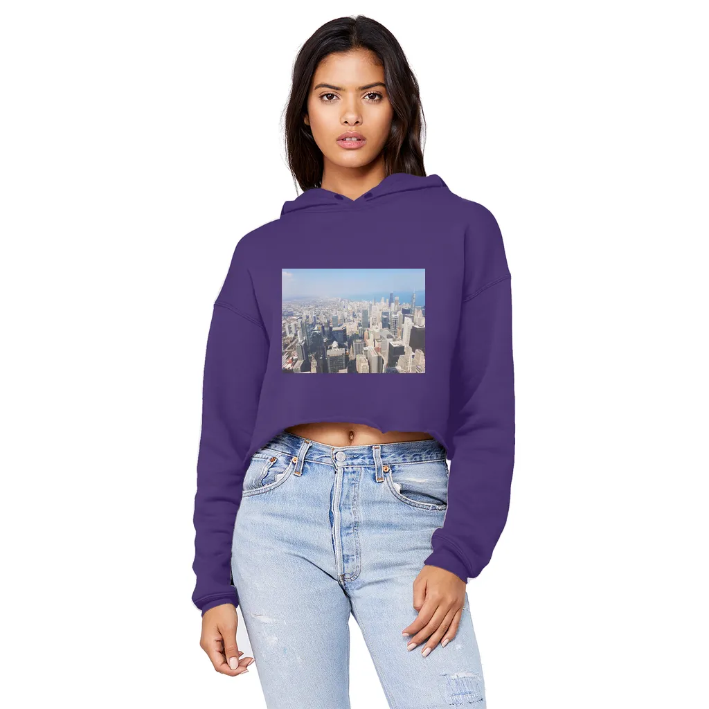Chicago Skyline Unisex Cropped Raw Edge Boyfriend Hoodie