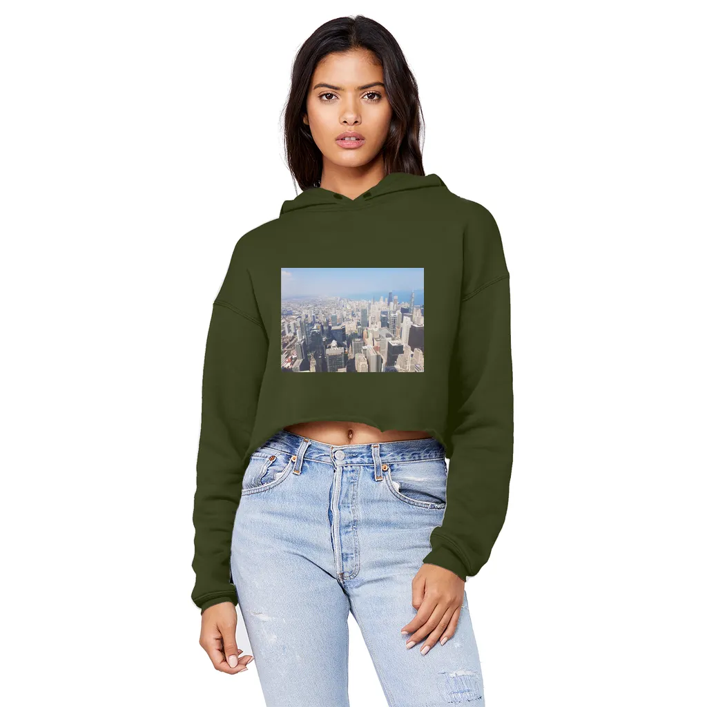 Chicago Skyline Unisex Cropped Raw Edge Boyfriend Hoodie