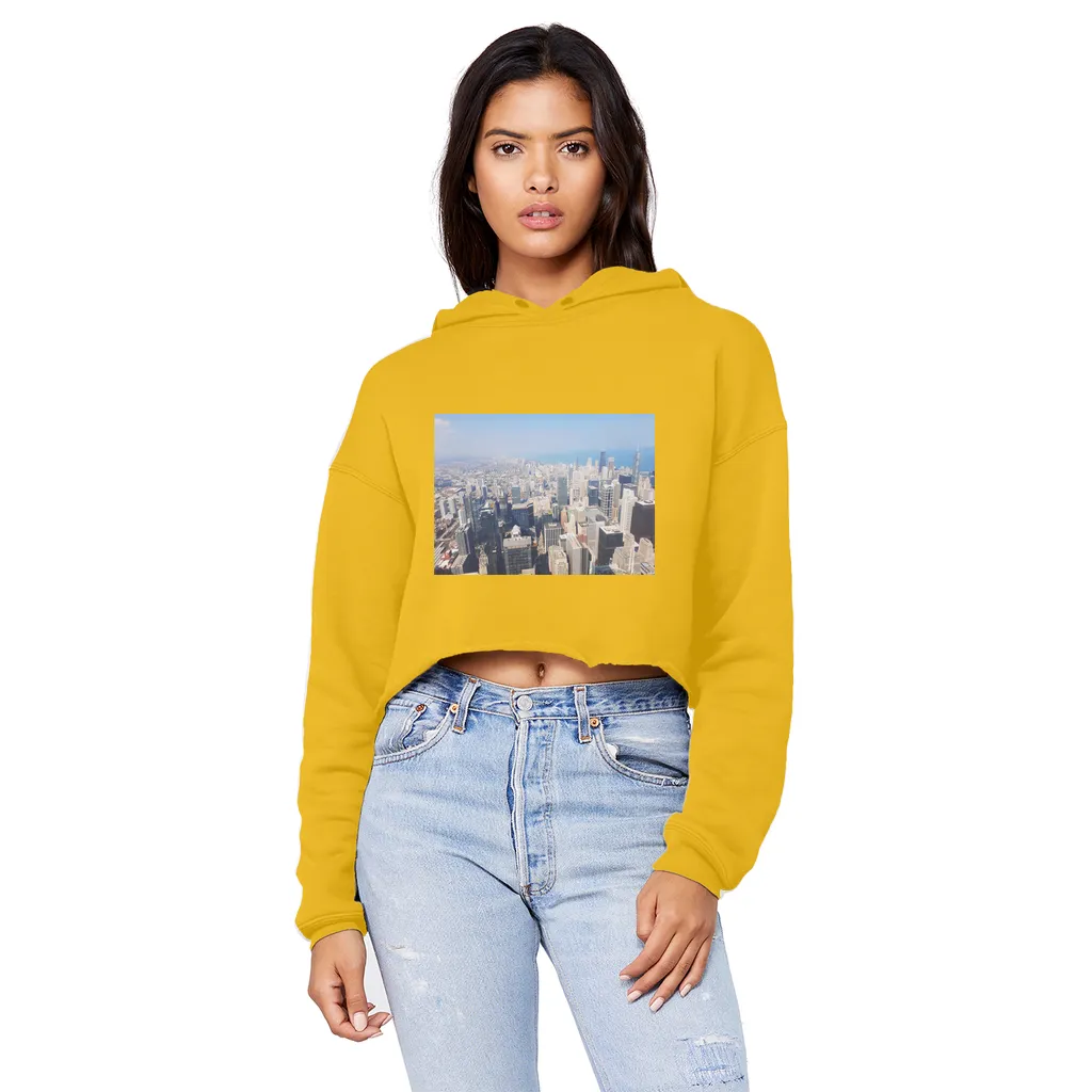 Chicago Skyline Unisex Cropped Raw Edge Boyfriend Hoodie