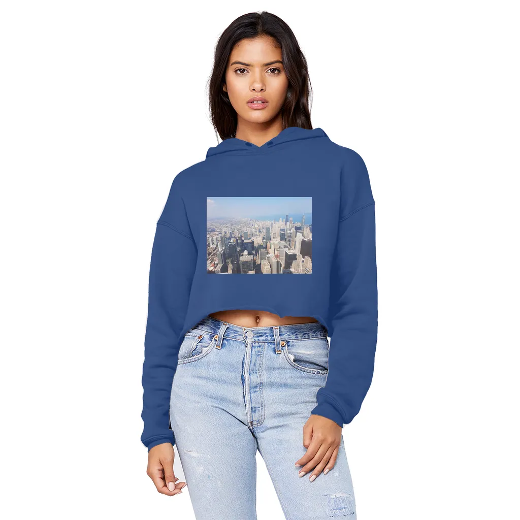 Chicago Skyline Unisex Cropped Raw Edge Boyfriend Hoodie