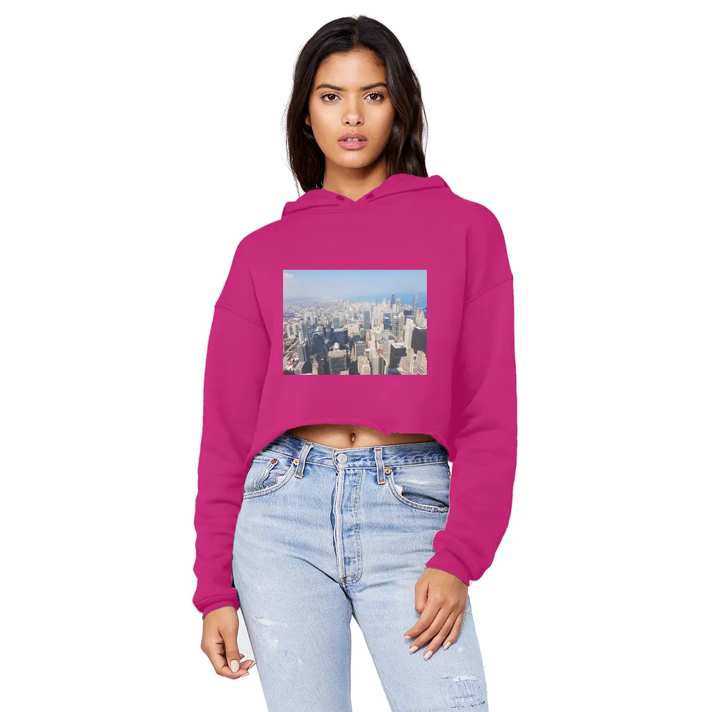 Chicago Skyline Unisex Cropped Raw Edge Boyfriend Hoodie
