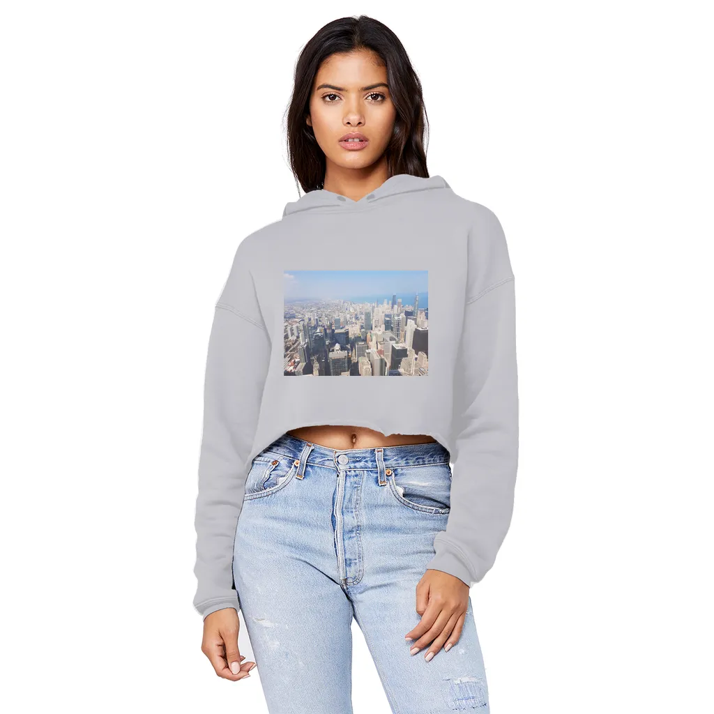 Chicago Skyline Unisex Cropped Raw Edge Boyfriend Hoodie