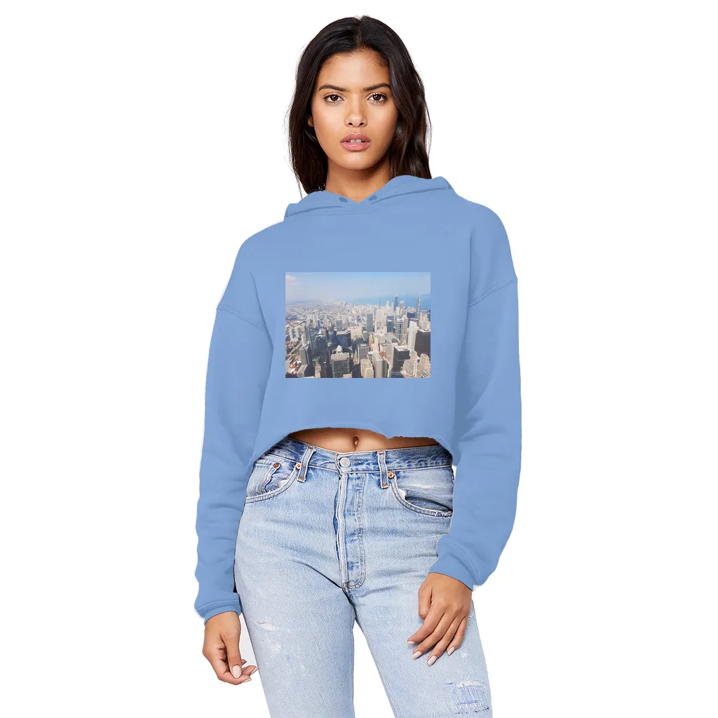 Chicago Skyline Unisex Cropped Raw Edge Boyfriend Hoodie