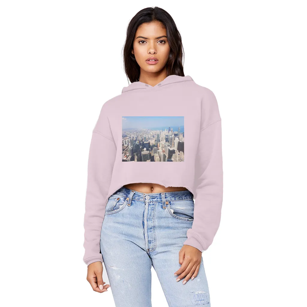 Chicago Skyline Unisex Cropped Raw Edge Boyfriend Hoodie