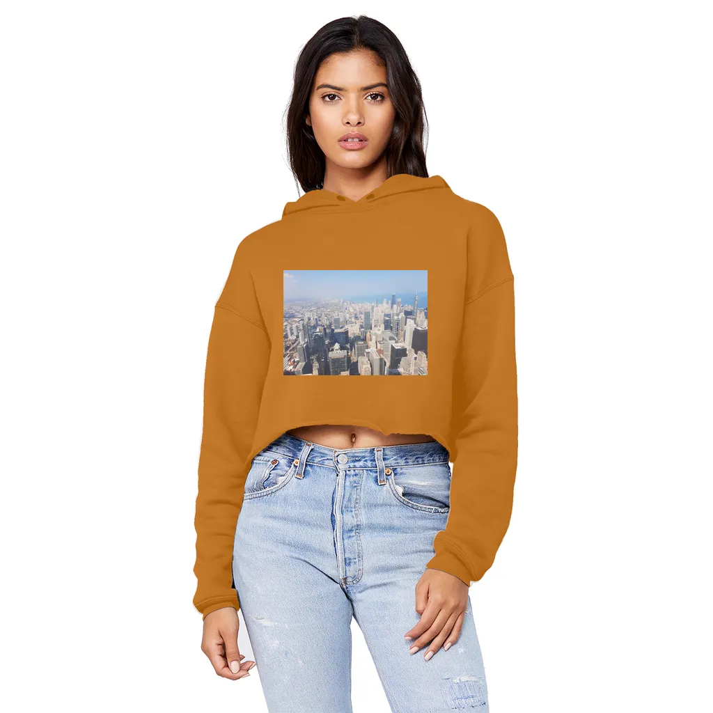 Chicago Skyline Unisex Cropped Raw Edge Boyfriend Hoodie