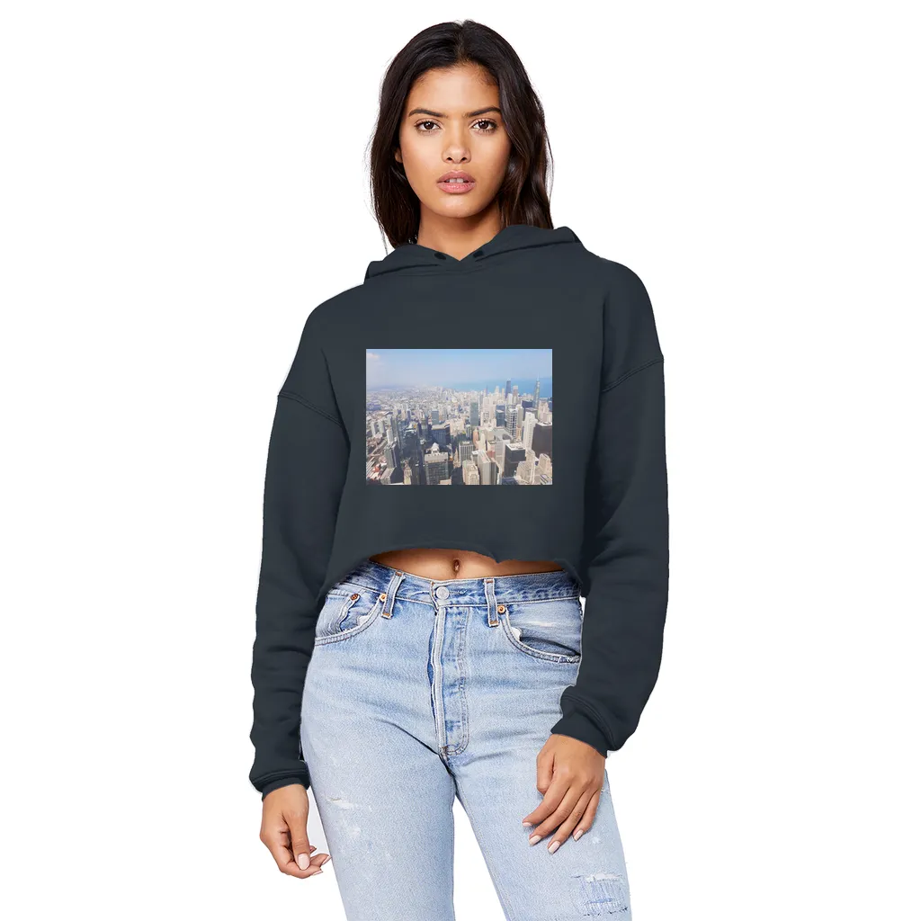 Chicago Skyline Unisex Cropped Raw Edge Boyfriend Hoodie