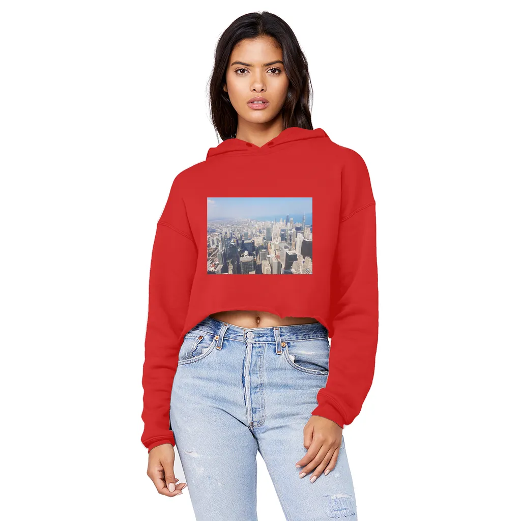 Chicago Skyline Unisex Cropped Raw Edge Boyfriend Hoodie