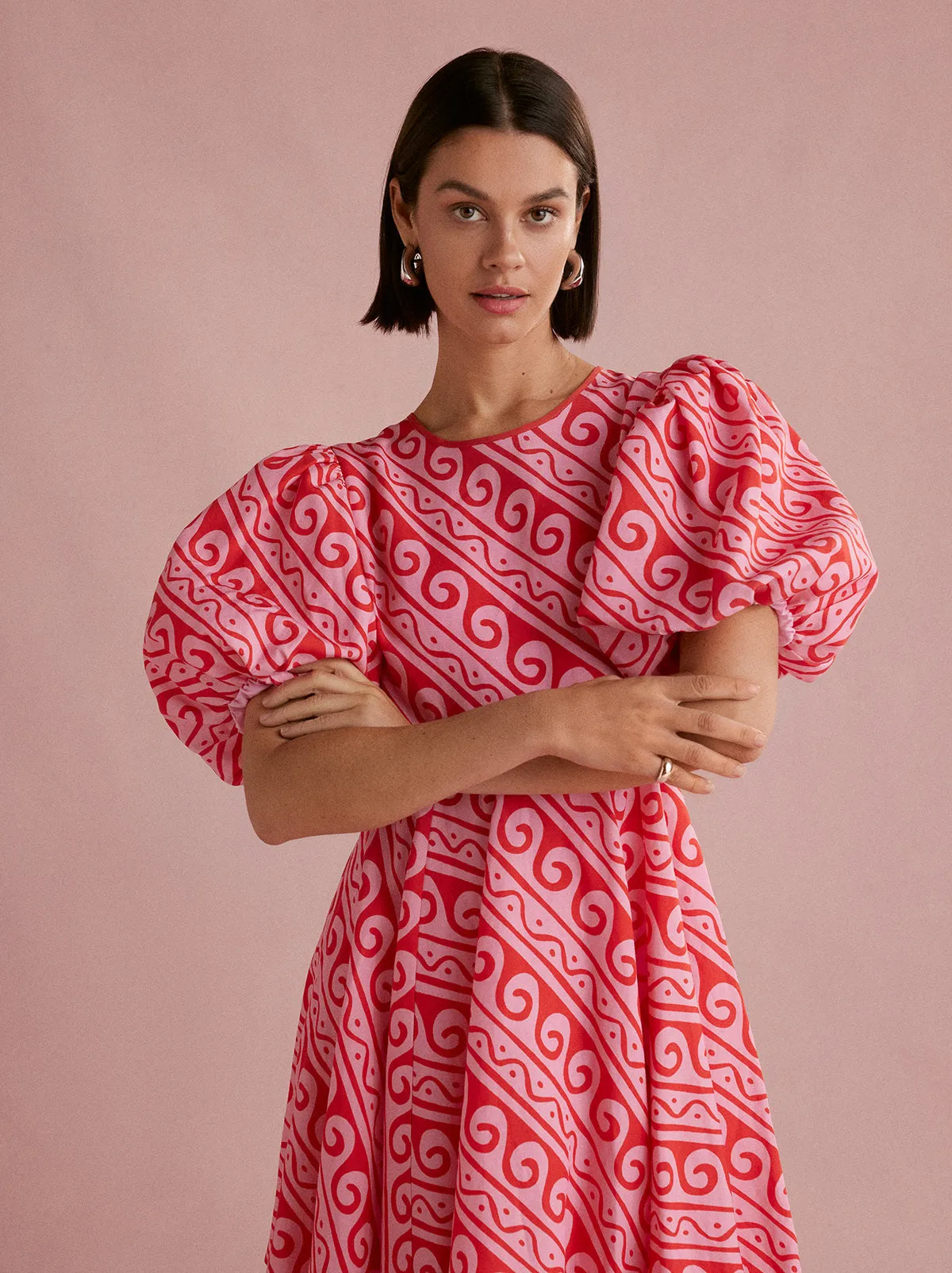 Coco Pink Wave Print Mini Dress
