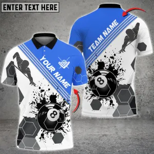 Coolspod Billiards Players Black Stains Personalized Name 3D Polo Shirt Multi Color Options