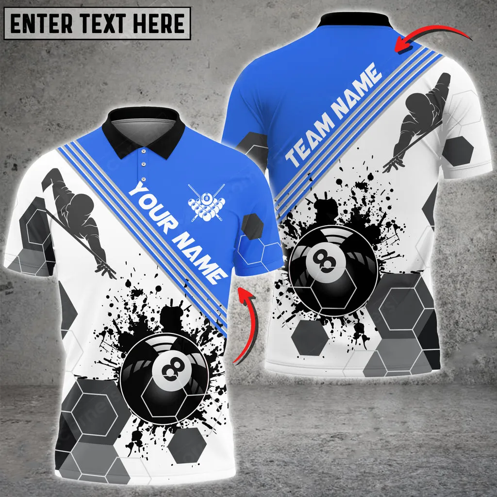 Coolspod Billiards Players Black Stains Personalized Name 3D Polo Shirt Multi Color Options