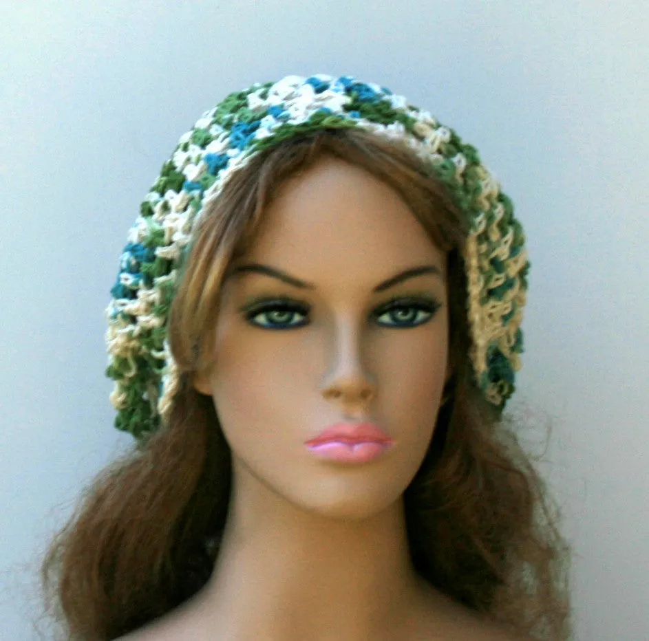 Cotton Mermaid slouchy beanie, hippie smaller dread tam hat, slouchy hat, summer beanie
