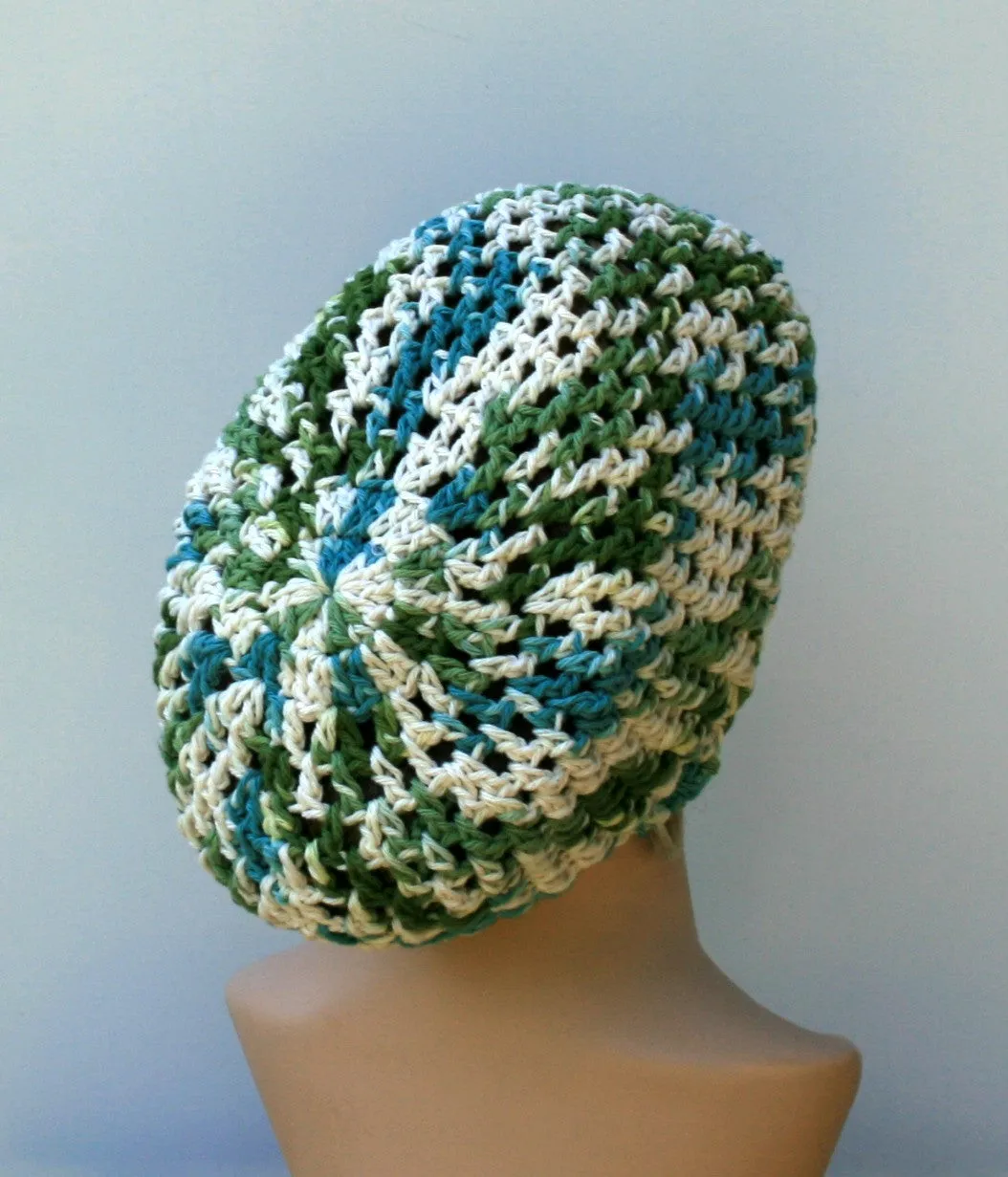 Cotton Mermaid slouchy beanie, hippie smaller dread tam hat, slouchy hat, summer beanie