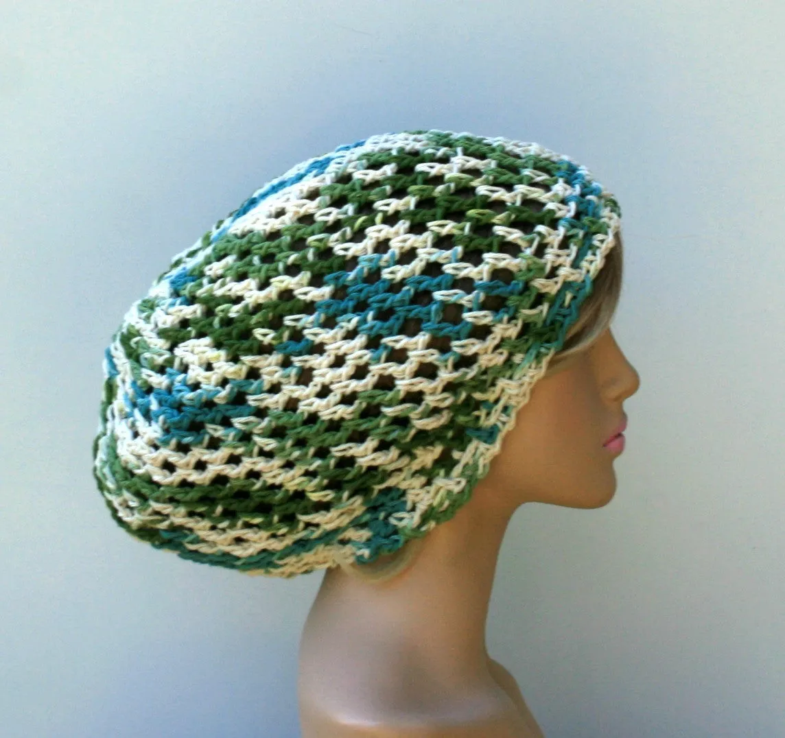 Cotton Mermaid slouchy beanie, hippie smaller dread tam hat, slouchy hat, summer beanie