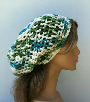 Cotton Mermaid slouchy beanie, hippie smaller dread tam hat, slouchy hat, summer beanie
