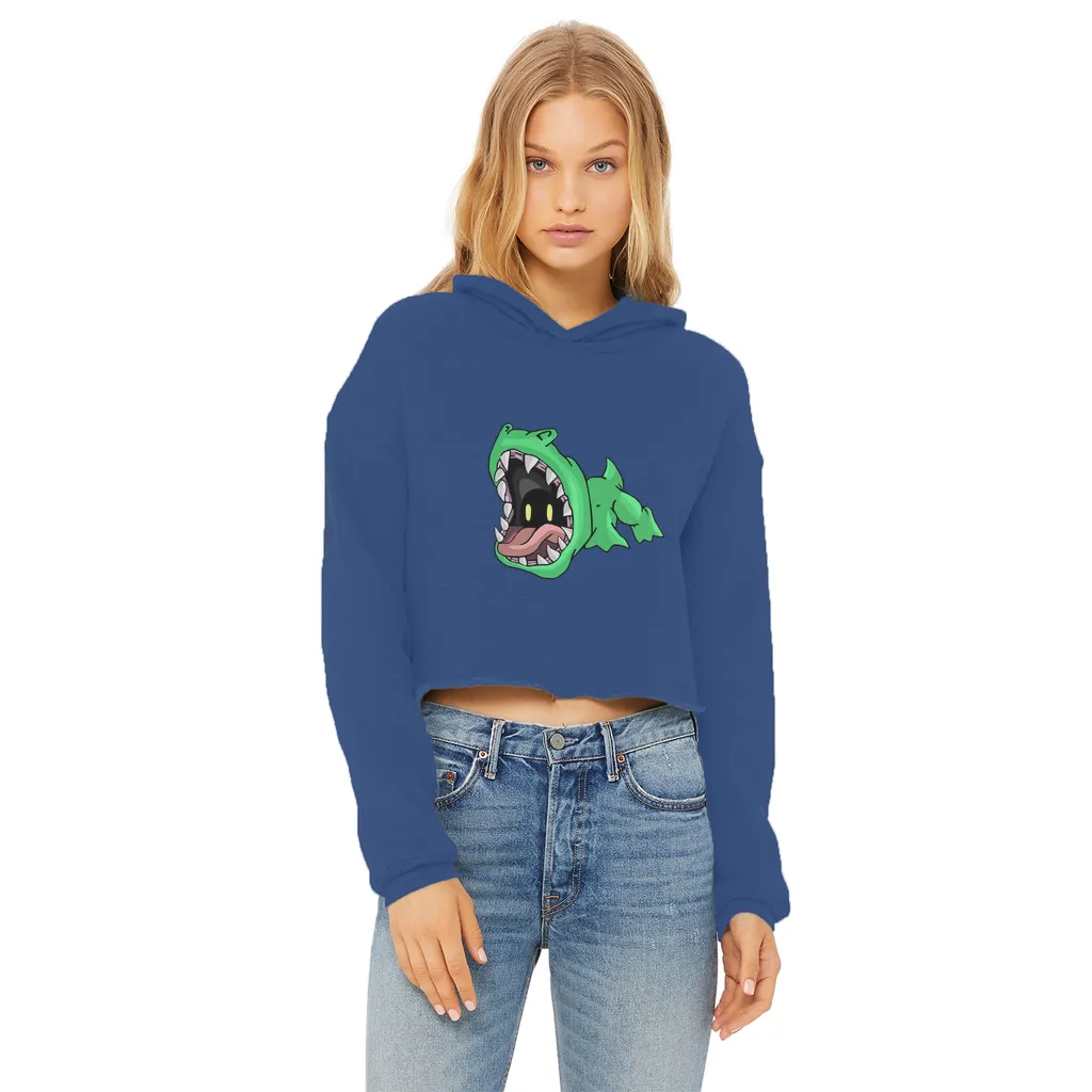 Crock Ladies Cropped Raw Edge Hoodie