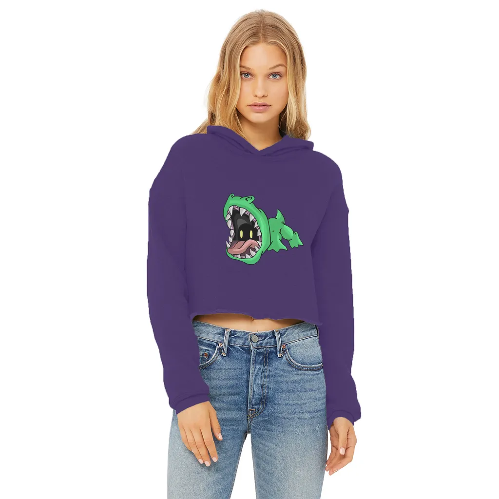 Crock Ladies Cropped Raw Edge Hoodie