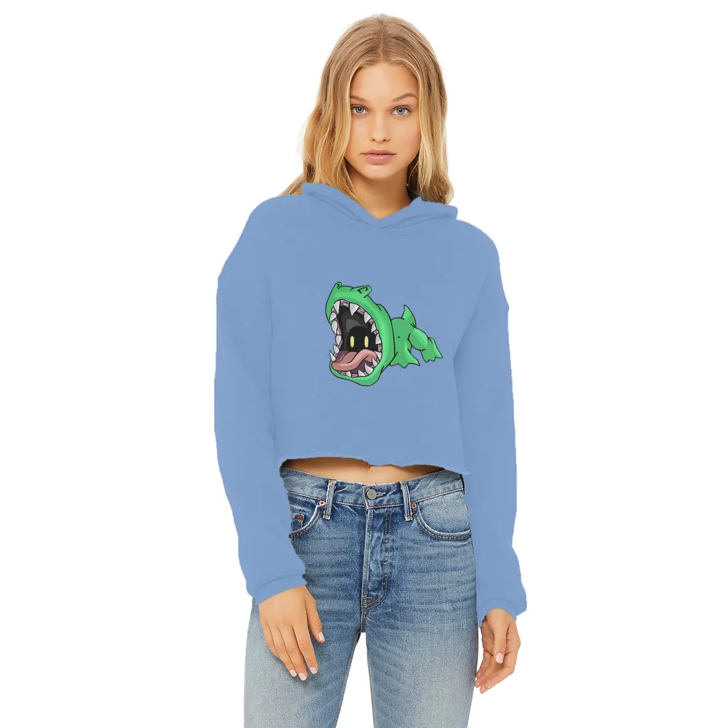 Crock Ladies Cropped Raw Edge Hoodie
