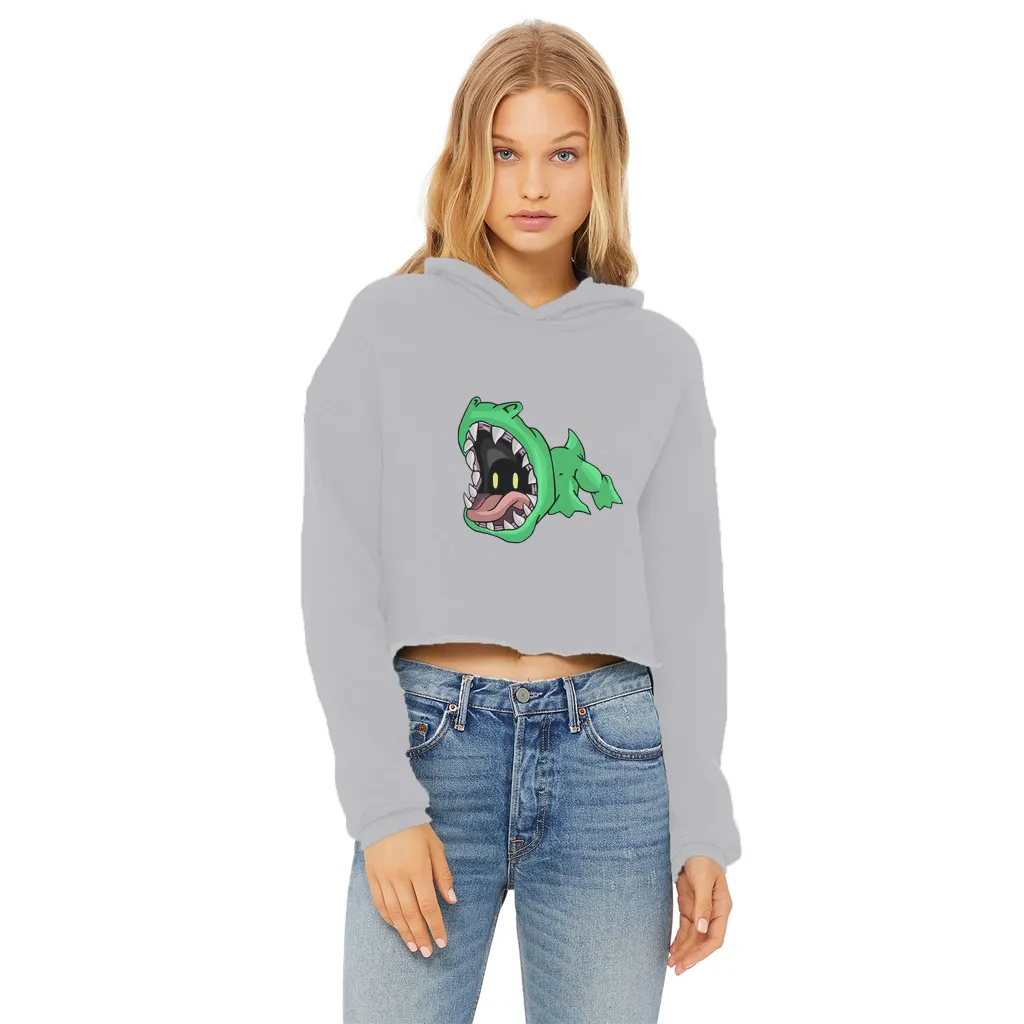Crock Ladies Cropped Raw Edge Hoodie