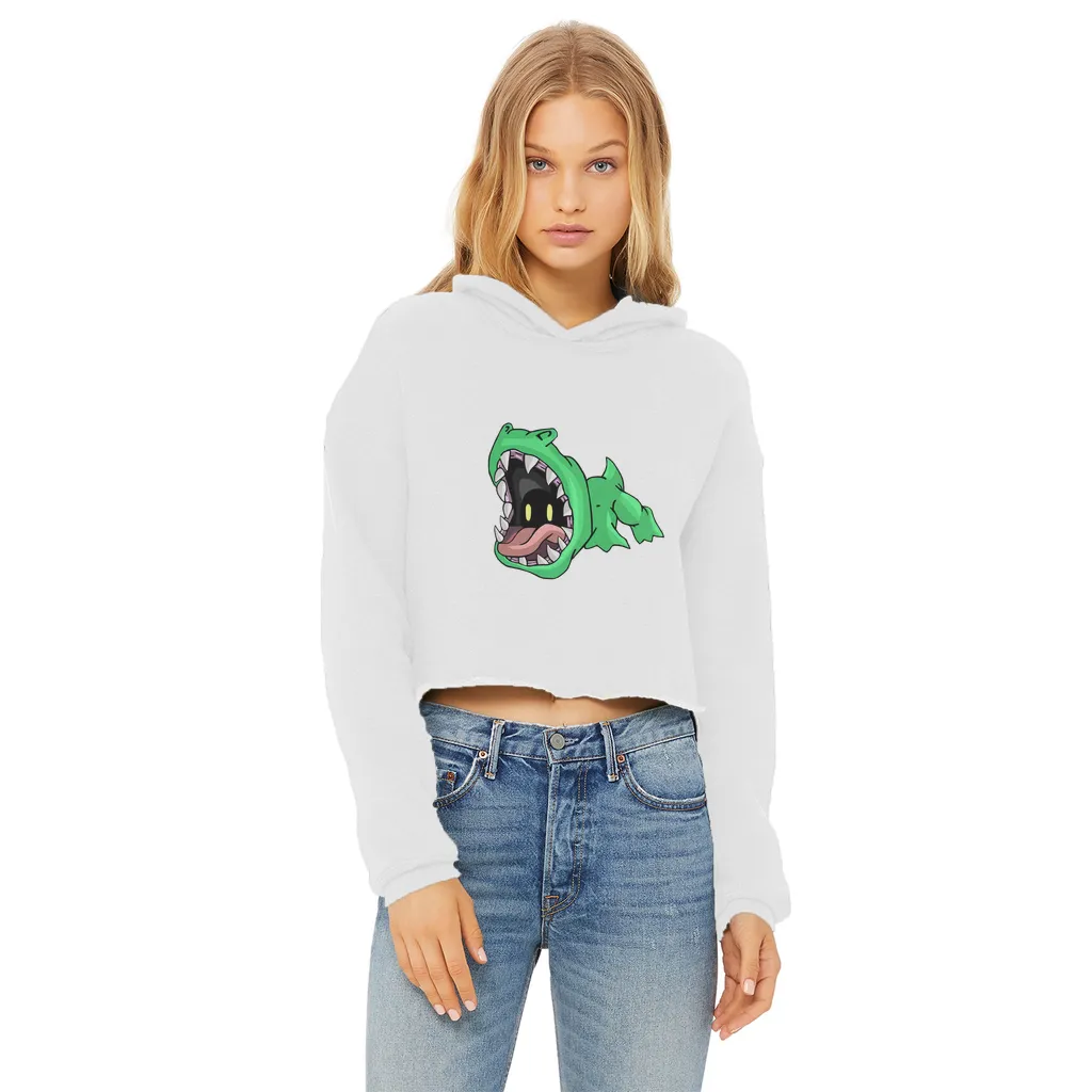 Crock Ladies Cropped Raw Edge Hoodie