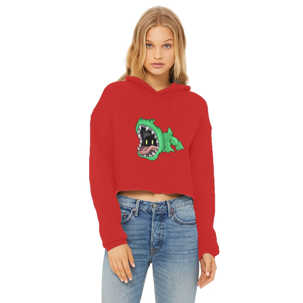 Crock Ladies Cropped Raw Edge Hoodie