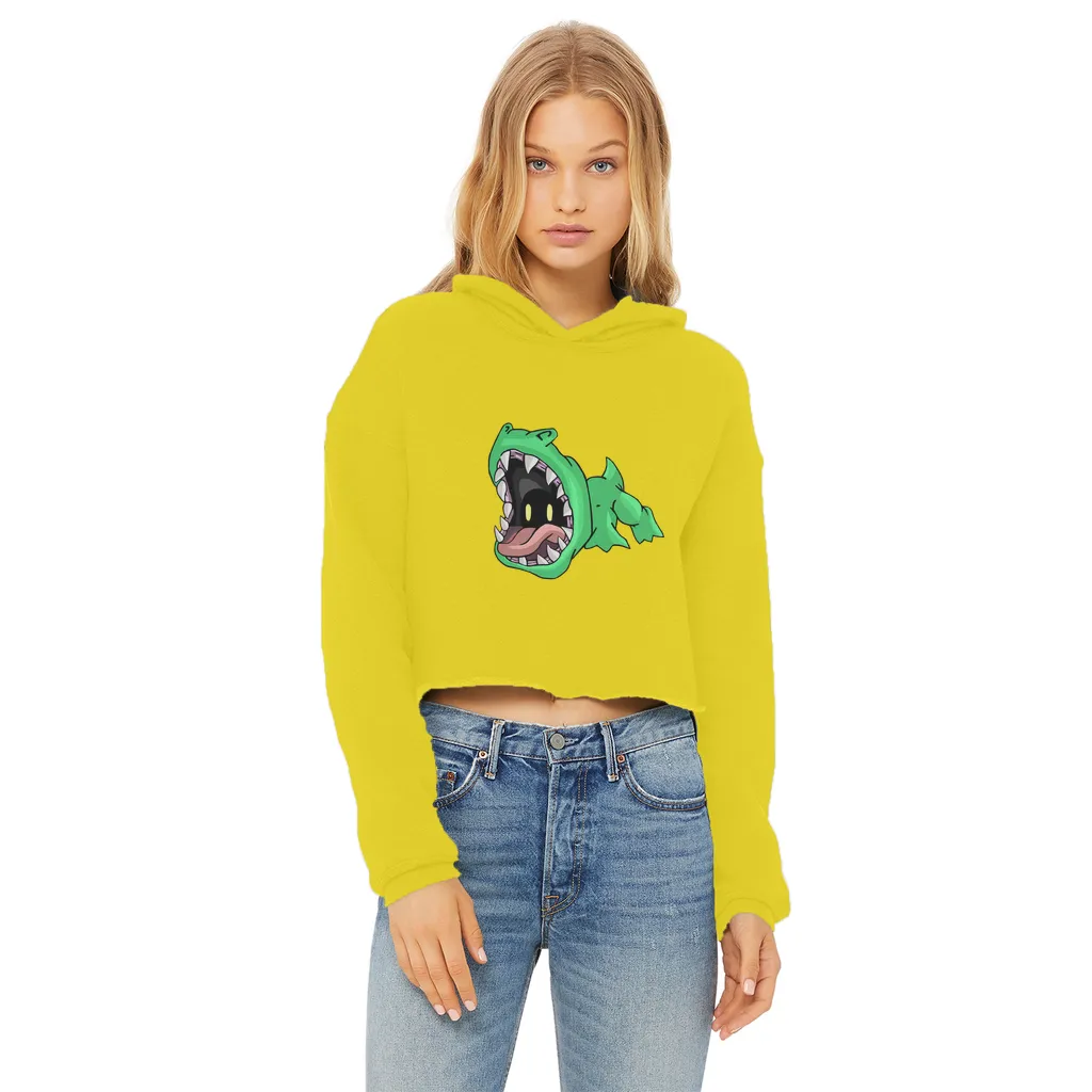 Crock Ladies Cropped Raw Edge Hoodie