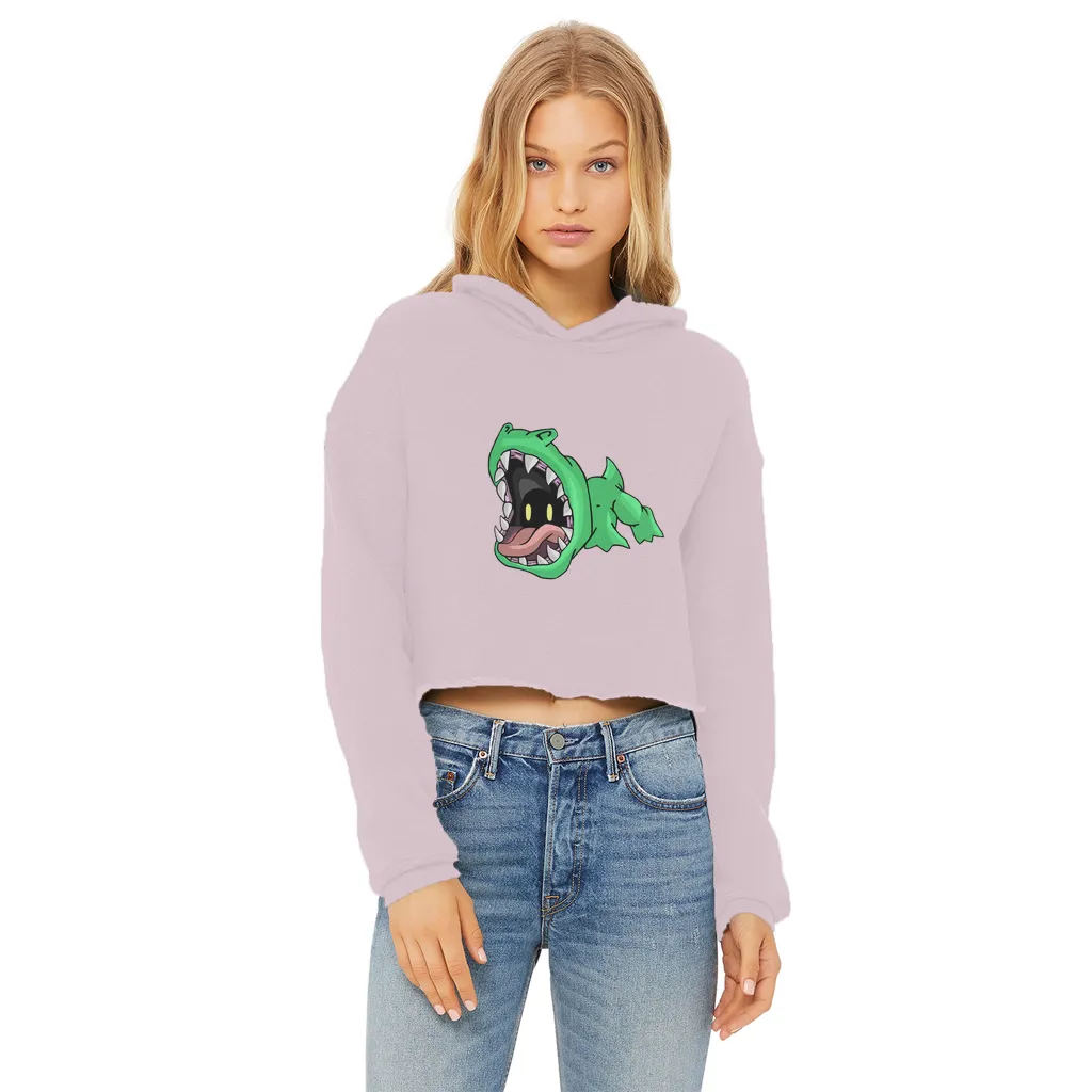 Crock Ladies Cropped Raw Edge Hoodie