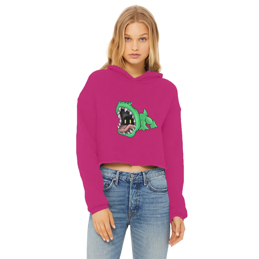 Crock Ladies Cropped Raw Edge Hoodie