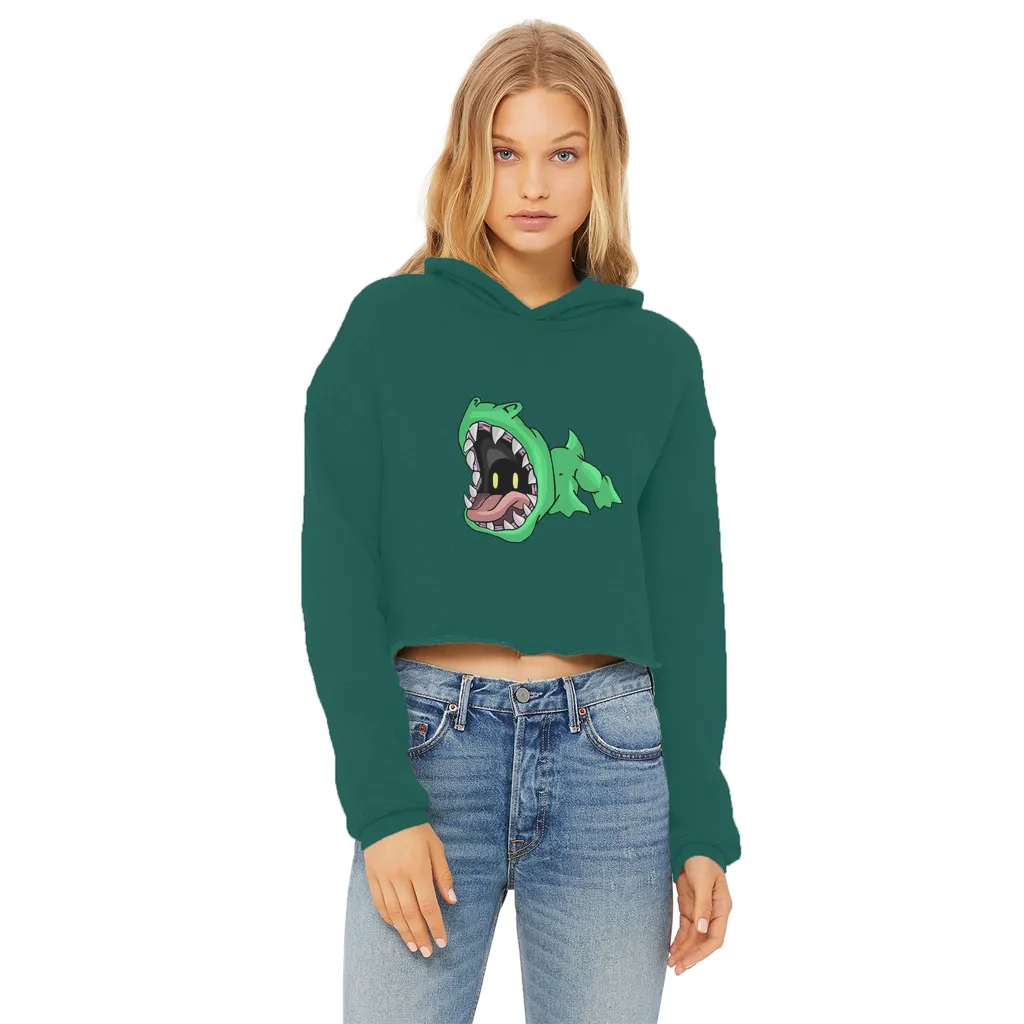 Crock Ladies Cropped Raw Edge Hoodie