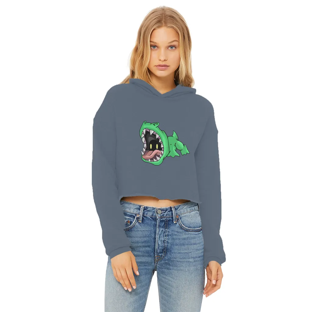 Crock Ladies Cropped Raw Edge Hoodie