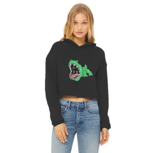 Crock Ladies Cropped Raw Edge Hoodie