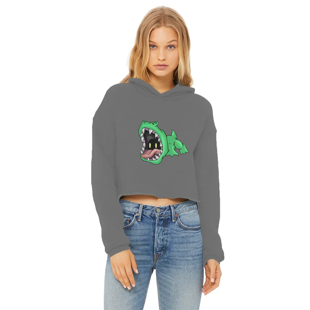 Crock Ladies Cropped Raw Edge Hoodie