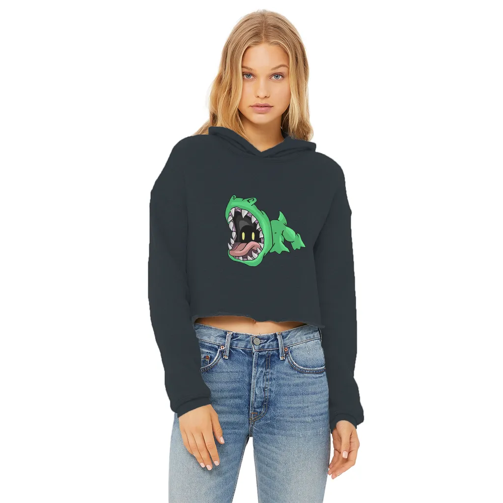 Crock Ladies Cropped Raw Edge Hoodie