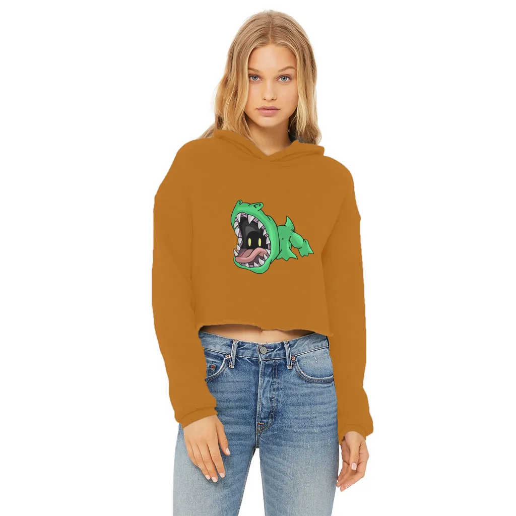 Crock Ladies Cropped Raw Edge Hoodie