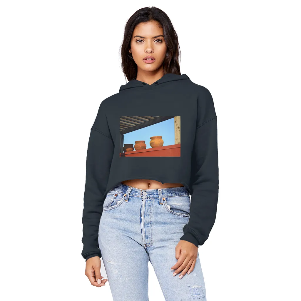 DecorativeVases2 Unisex Cropped Raw Edge Boyfriend Hoodie