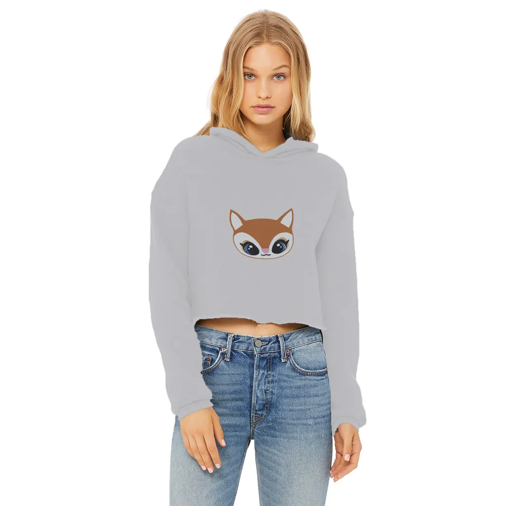 DeerHead Ladies Cropped Raw Edge Hoodie