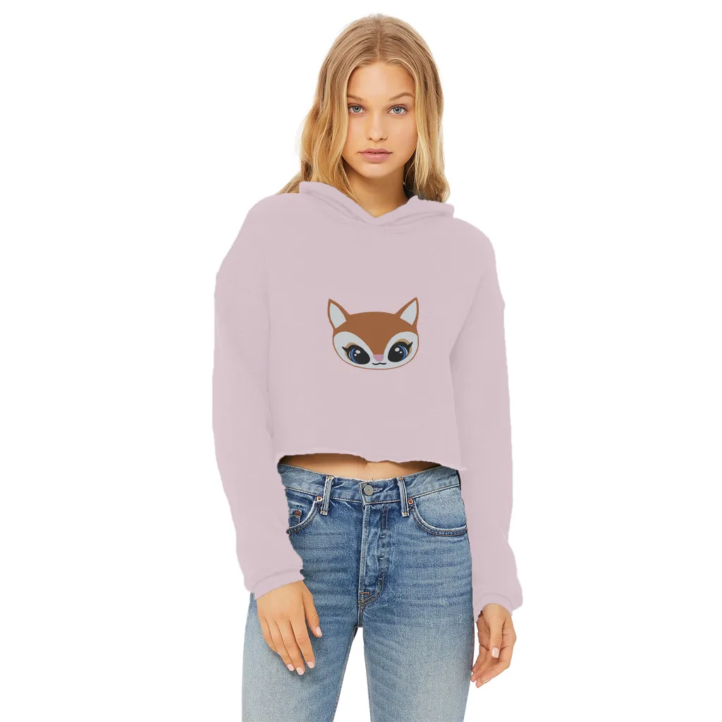 DeerHead Ladies Cropped Raw Edge Hoodie