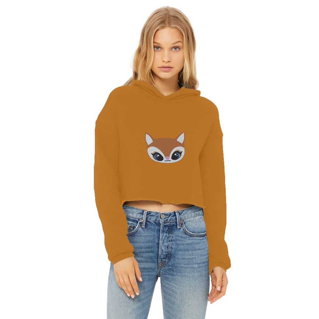 DeerHead Ladies Cropped Raw Edge Hoodie