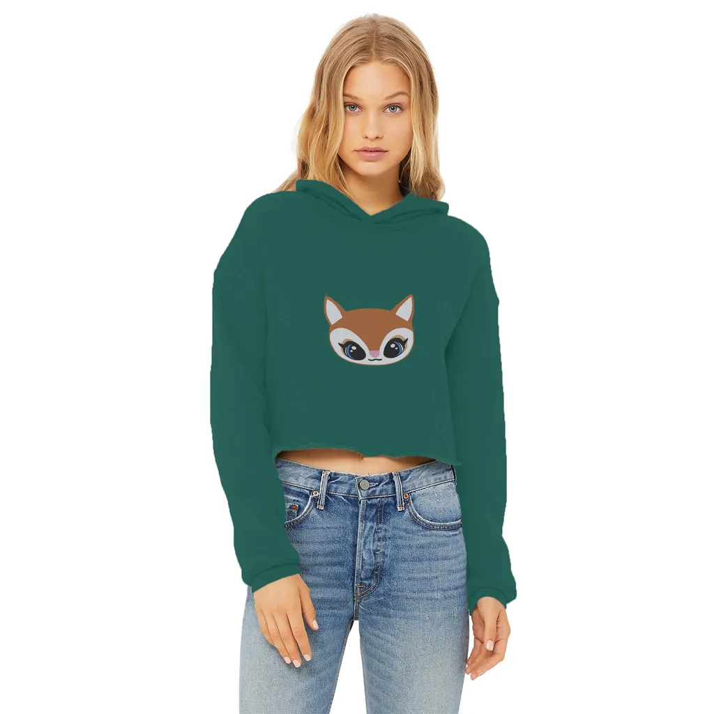 DeerHead Ladies Cropped Raw Edge Hoodie