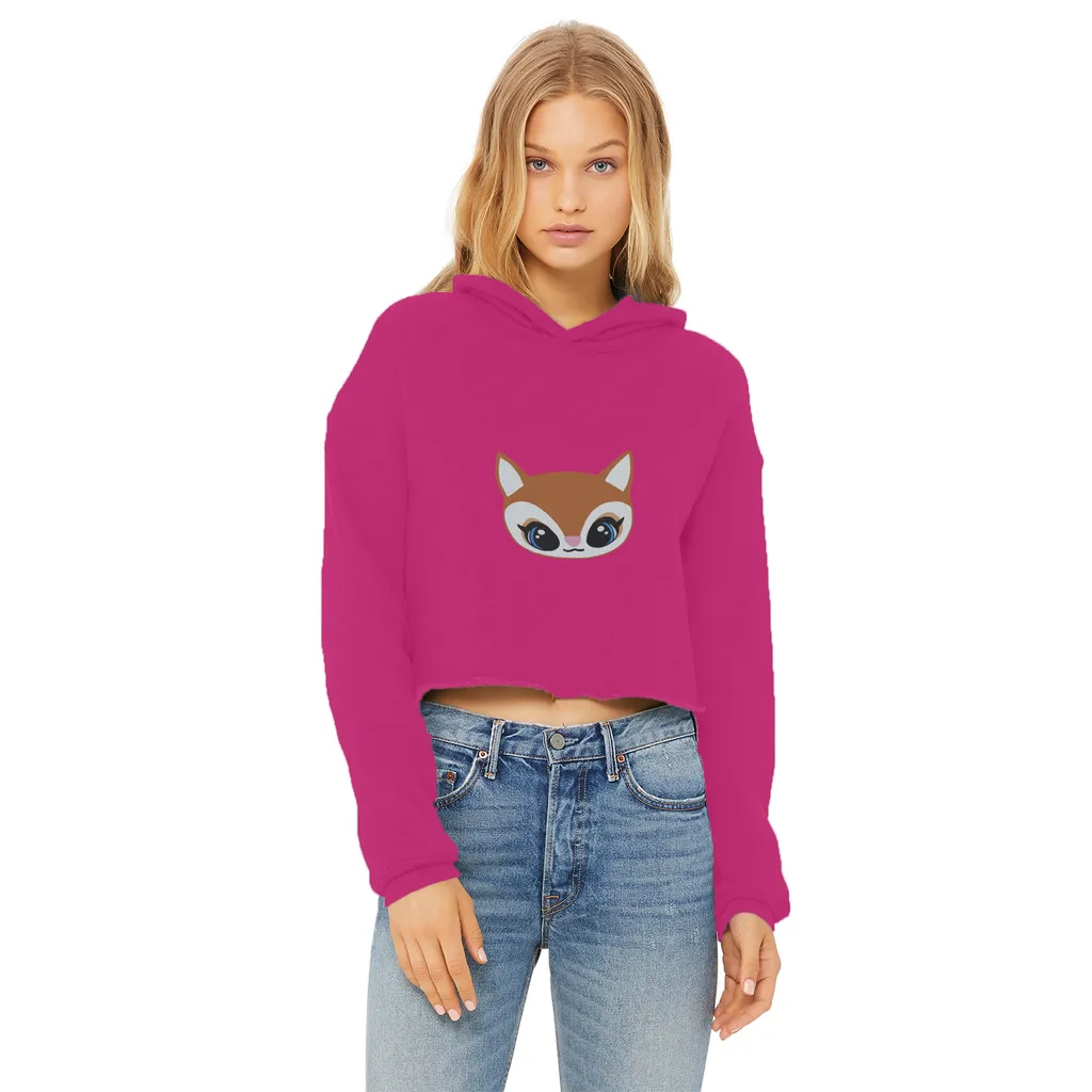 DeerHead Ladies Cropped Raw Edge Hoodie