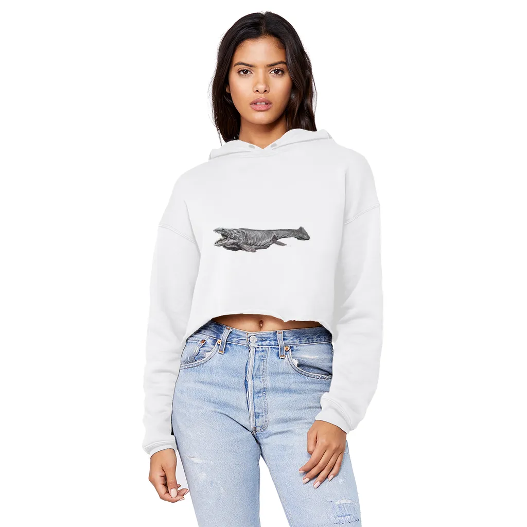 Dino Sea Creature Unisex Cropped Raw Edge Boyfriend Hoodie
