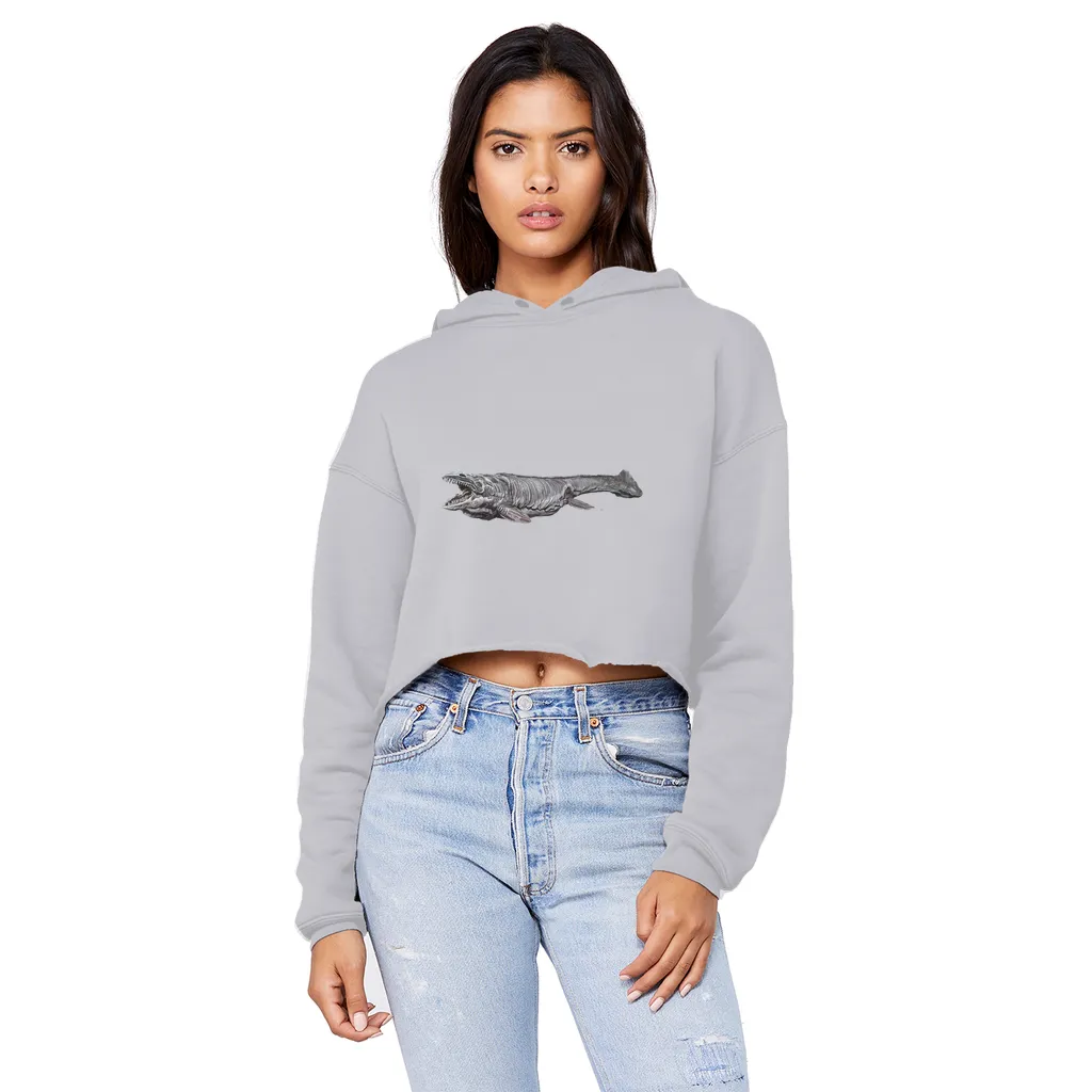 Dino Sea Creature Unisex Cropped Raw Edge Boyfriend Hoodie