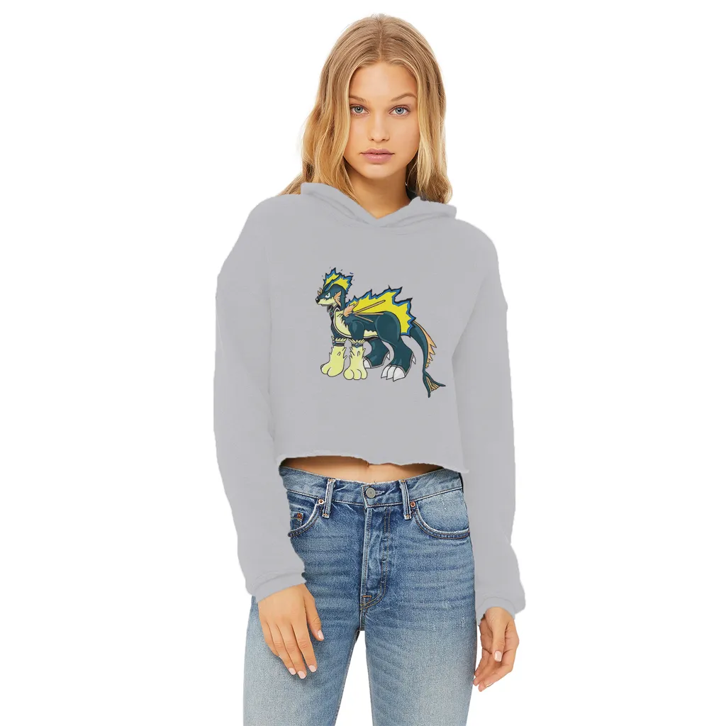 Doffis Ladies Cropped Raw Edge Hoodie