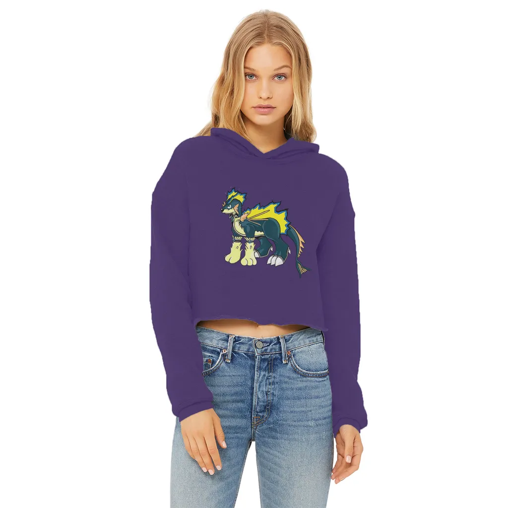 Doffis Ladies Cropped Raw Edge Hoodie