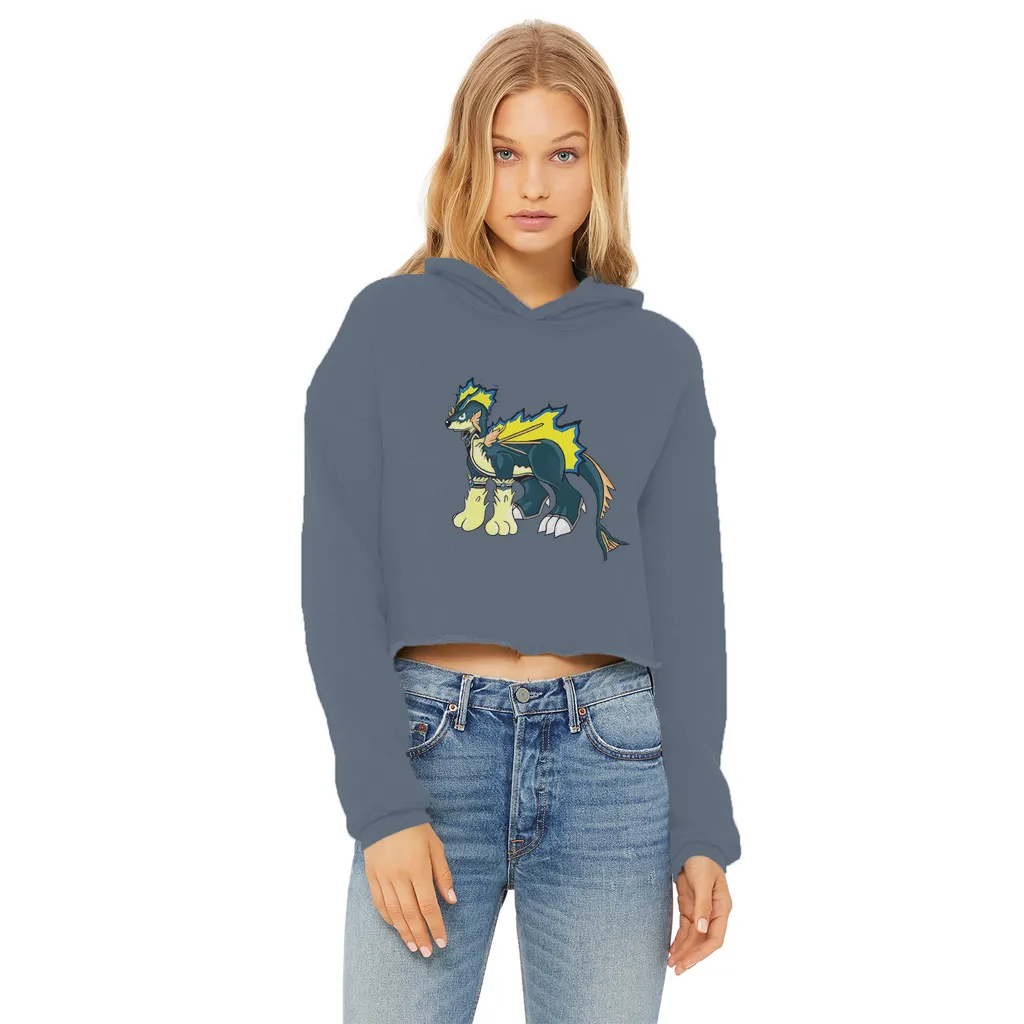 Doffis Ladies Cropped Raw Edge Hoodie