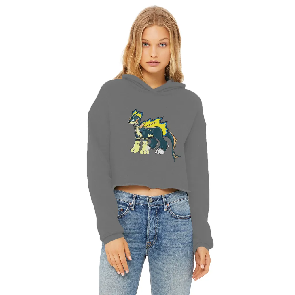 Doffis Ladies Cropped Raw Edge Hoodie