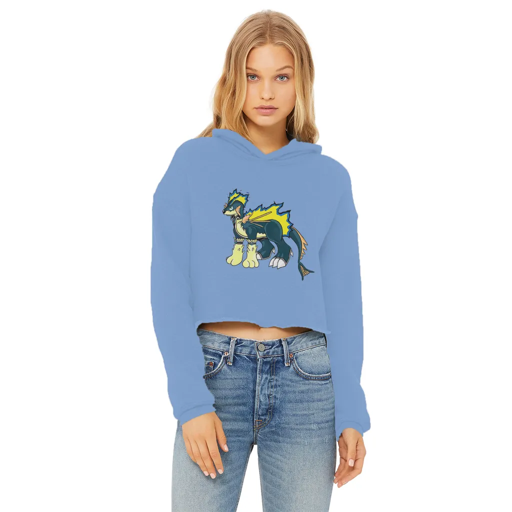 Doffis Ladies Cropped Raw Edge Hoodie