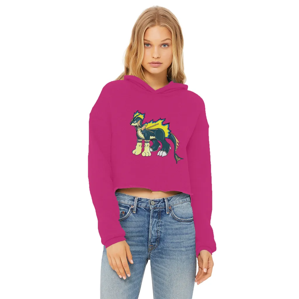 Doffis Ladies Cropped Raw Edge Hoodie