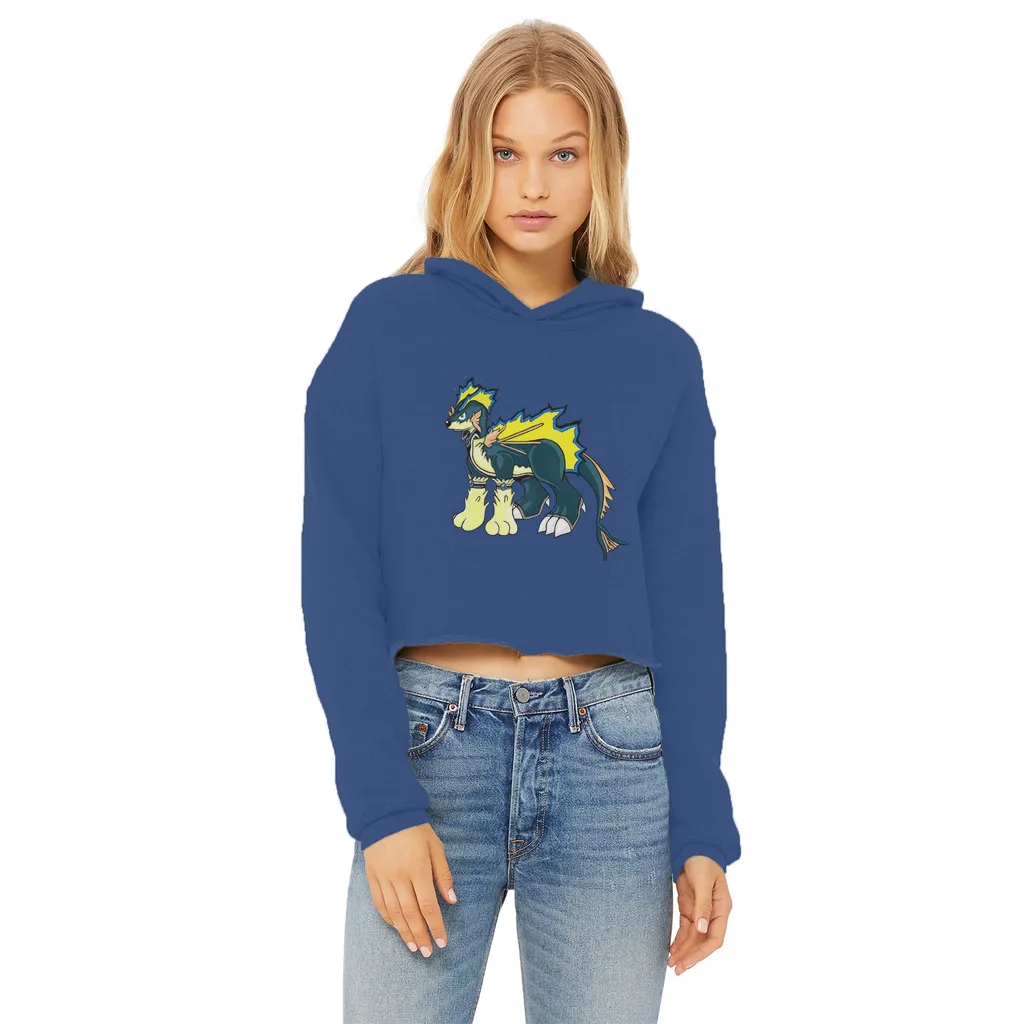 Doffis Ladies Cropped Raw Edge Hoodie